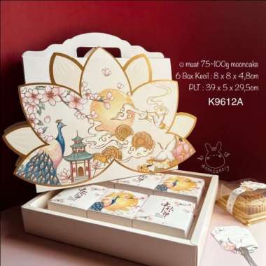 (5pcs) Kotak Mooncake sekat 4| K9412A dus Kue Bulan| Box Packaging (100-150g) ISI 6 BOX KECIL