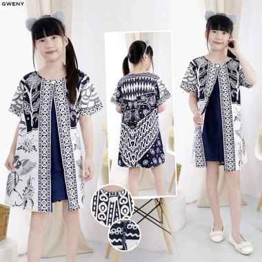 Evercloth Gweny Kids Dress Batik Anak Perempuan Kids Family Couple Batik Keluarga Set SIZE 6