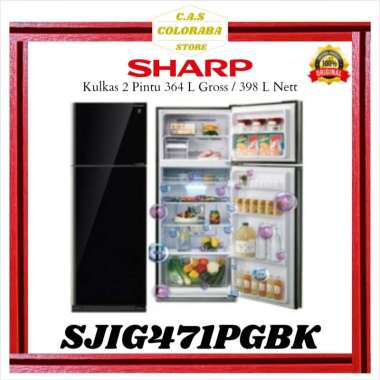 KULKAS SHARP SJIG471PGBK KULKAS 2 PINTU 397 L SJIG471PG SJIG471 SJ-IG471PG-BK SJ-IG471 SJ-IG471PG