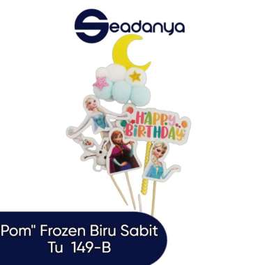 Topper Happy Birthday / Topper Ulang Tahun / Topper Kue Frozen Biru Sabit