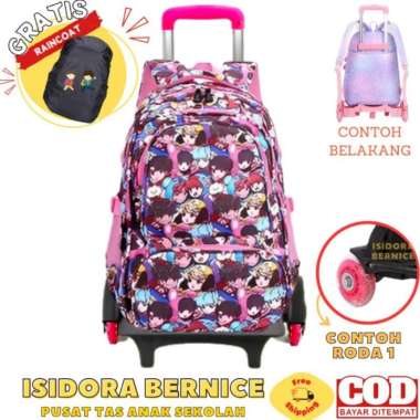 Tas Troli Anak Perempuan Sekolah Sd Remaja Bts Bt21 Ter - BTS PINK RODA 1 BTS PINK