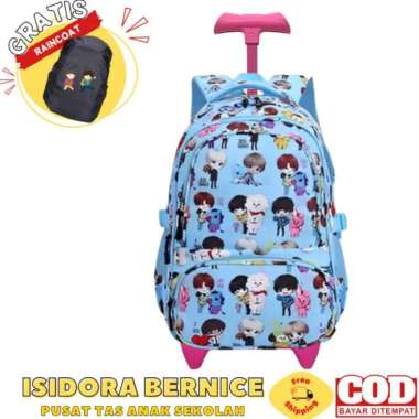 Tas Troli Anak Perempuan Sekolah Sd Remaja Bts Bt21 Ter - BTS PINK BTS BIRU