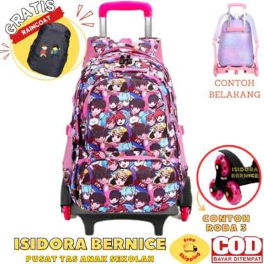 Tas Troli Anak Perempuan Sekolah Sd Remaja Bts Bt21 Ter - BTS PINK RODA 3 BTS PINK