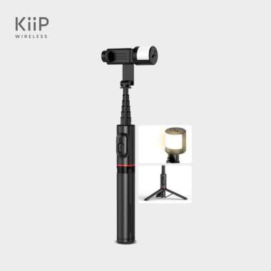 KIIP MINI SELFIE 01 STICK TRIPOD TONGSIS BLUETOOTH FILL LIGHT HANDPHONE Hitam