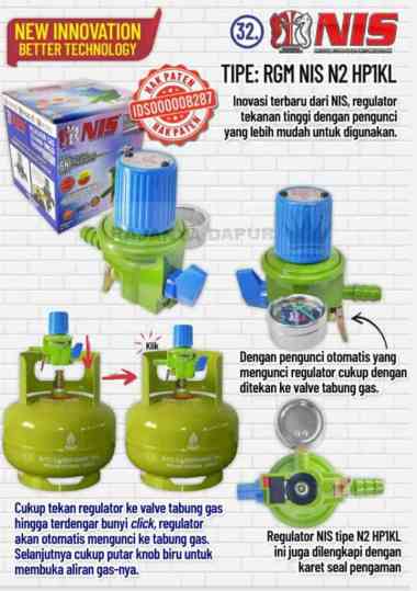 NIS Regulator Gas Klik Lock (N2 HP1KL) - Tekanan Tinggi - regulator tekanan tinggi double lock nis -