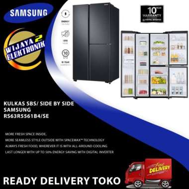 Kulkas Side By Side 3 Pintu 700L Samsung Rs63R5561B4 Space Max Multicolor