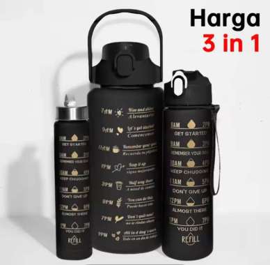 Botol Minum Beranak 3in1 Botol Minum Viral 2 Liter isi 3pcs FREE STIKER Hitam Full
