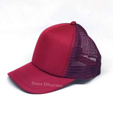 Topi Jaring Pria Merah Maroon Polos Merah Maroon