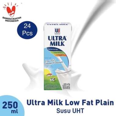 Susu Ultra Milk Low Fat Plain UHT 250mL 1 karton/dus (24 pcs)
