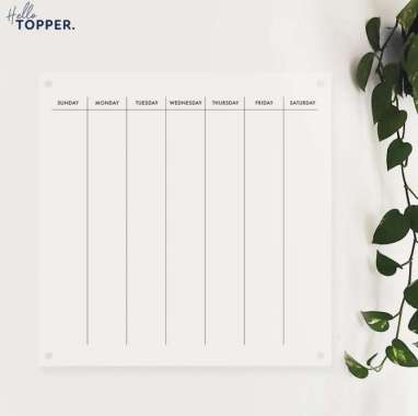 Papan Weekly Planner Agenda Scehdule Jadwal Akrilik Bening 30x30