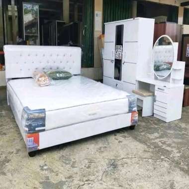 set lemari pakaian kasur dan meja rias / set kamar tidur kasur lemari dan meja rias / paket besanan