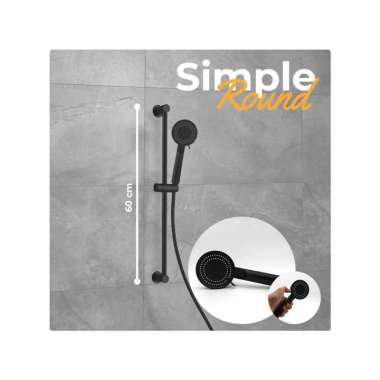 Goto Emerald Rain Shower Tiang 1 Set Sower Kamar Mandi Kotak Bulat S ROUND BLACK