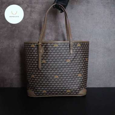 Faure Le Page / FLP Daily Battle Tote Bag 35 in Walnut Brown Scale Canvas & Beige Leather