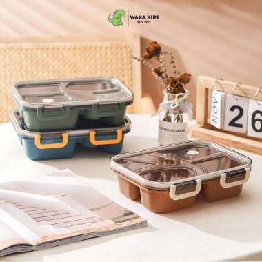 Lunch Box Bento 5 Sekat Tempat Makan Portable BPA Free Anti Tumpah Kotak Bekal Free Sendok Venjr Wak