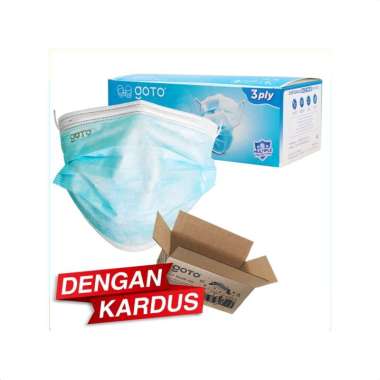 Goto Enviro Disposable Mask 3 Ply Masker Earloop Facemask 3Ply 50 Pcs, Biru Earloop