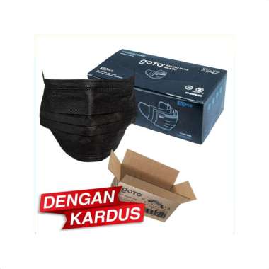 Goto Enviro Disposable Mask 3 Ply Masker Earloop Facemask 3Ply 50 Pcs, Hitam