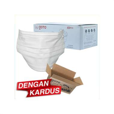 Goto Enviro Disposable Mask 3 Ply Masker Earloop Facemask 3Ply 50 Pcs, Putih