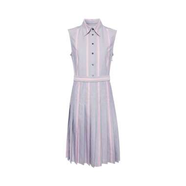 [12.12 Dealcember] Thom Browne Striped Belted Dress Light Grey 38 Grey