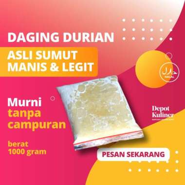 Daging Durian Kupas Isi Durian Beku Frozen Tanpa Biji 1 Kg
