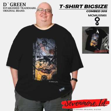 D`GREEN Kaos Jumbo Original Pria Wanita Motif LOGO DOLLAR Size XXL 3XL bahan Cotton combed 30s Hitam