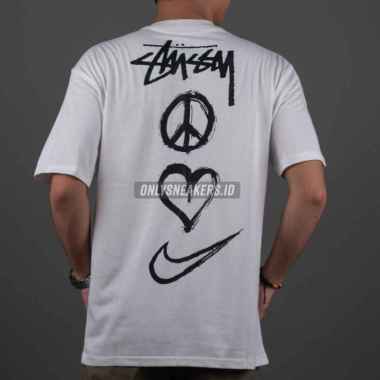 NIKE X STUSSY PEACE LOVE SWOOSH WHITE TEE (100% AUTHENTIC) M