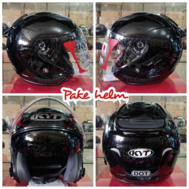 HELM KYT GALAXY FLAT R HITAM BLACK METALIK HALF FACE DOUBLE VISOR M