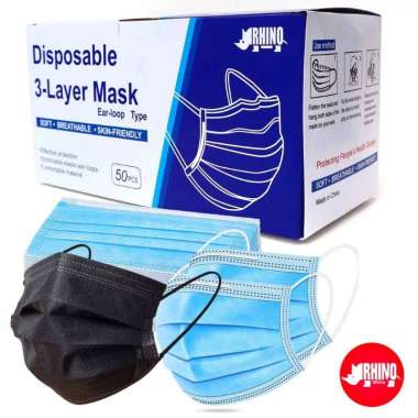 MASKER EARLOOP 3PLY / MASKER CANTOL / MASKER KUPING ISI 50PCS 3PLY HITAM