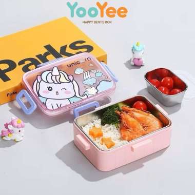 Yooyee Kotak Makan Bento Yummy Box Stainless Unicorn