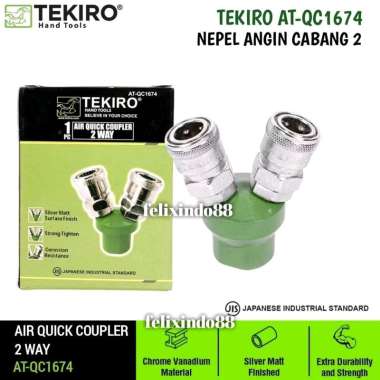 Kopler Cabang 2 Tekiro Original AT-QC1674 Two Way Air Quick Coupler Nepel Angin Kompresor Konektor C