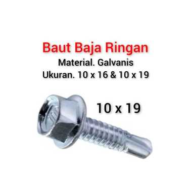 Baut Baja Ringan Roofing Gipsum Galvanis Sekrup Ruping Skrup Gypsum 10 x 19mm