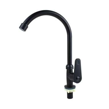 KLEITEN Kran Angsa Fleksibel Hitam Keran Tanam Dapur Cuci Piring Keran Sink Bebek Keran Air Dapur En