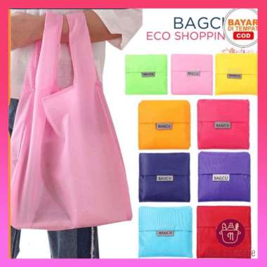 Tas Belanja Lipat Polos Bagcu Shopping Bag Lipat Kantong Belanja Multifungsi Random