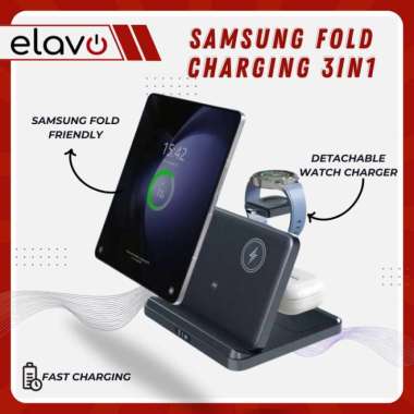 ELAVO 3 in 1 Charger Samsung Fold Flip Note 20 10 S23 S22 S21 S20 S10 series Wireless charging galax