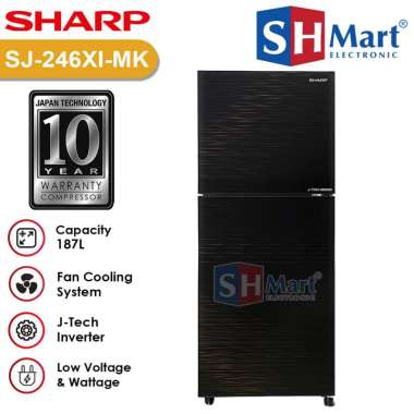 KULKAS SHARP 2 PINTU SJ-246XI-MK / SJ-326XI-MK J-TECH INVERTER GARANSI RESMI 187 LITER