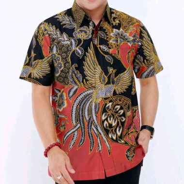 kemeja batik tulis moderen kain satin lengan pendek dalam lapis furing motif terbaru elegan dan mewa