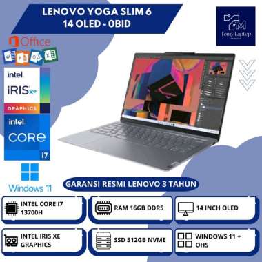 LAPTOP BARU LENOVO YOGA SLIM 6 14 OLED INTEL CORE I7-13700H RAM 16GB DDR5 SSD 512GB NVME 14INCH GRY 