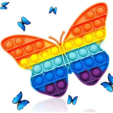 Pop It Besar Rainbow Segiempat Jumbo Popit Mainan Edukasi Anak Kupu kupu