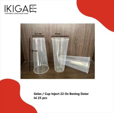 GELAS PLASTIK INJECTION BENING 12OZ / 14OZ / 16OZ / 22OZ ISI 25 PCS 22 OZ bening
