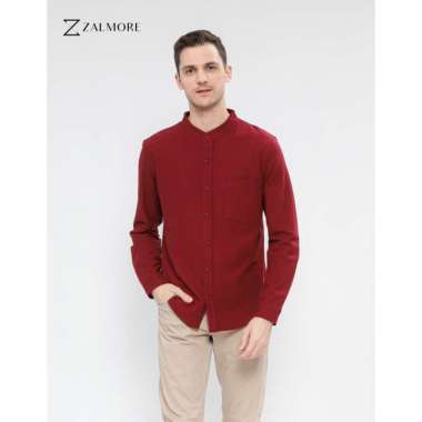 Zalmore Men LongSleeve Shanghai Shirt - Kemeja Lengan Panjang Pria Maroon XL