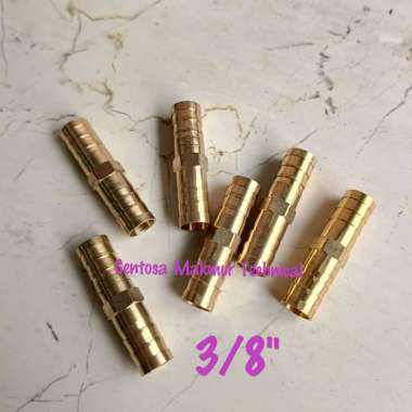 3/8" Nepel Sambungan Selang Lurus Kuningan Untuk Selang LPG Gas 3/8 Inchi