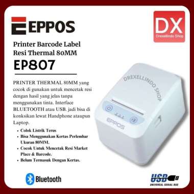 Printer Barcode Label Resi Thermal EPPOS EP807 - USB Bluetooth [80MM]
