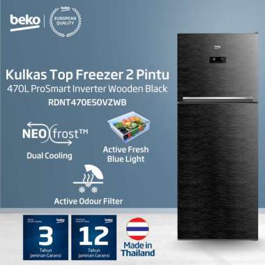 Beko Kulkas 2 Pintu RDNT470E50VZWB - Kapasitas 470liter Inverter