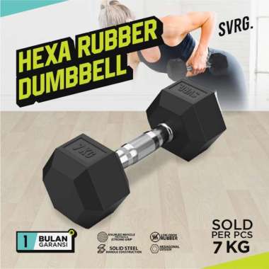 SVRG. Hexagonal Dumbbell - 7 KG - Hexagon Rubber Dumbell Barbell
