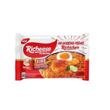 Richeese Mie Instan Goreng Ayam Extra Pedas Richiken Chili Level 3 Tabur