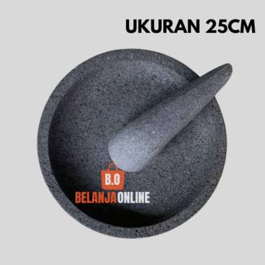 Cobek batu asli original paket cobek+munthu muntilan batu merapi Ukuran 25CM