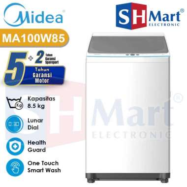MESIN CUCI 1 TABUNG MIDEA 7,5 KG MAW100W75 / 8,5 KG MA100W85 / 9,5 KG MA100W95 GARANSI RESMI 8,5 KG