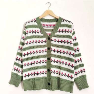 Cardigan Flowers Button Rajut Halus Wanita Cardigan Wanita Cardigan Korea Kardigan Wanita Korea Mint