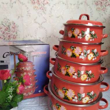 panci enamel set susun 5