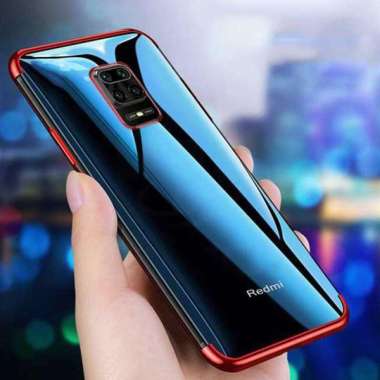 Case Xiaomi Redmi Note 9 Pro Case Luxury Clear Transparent Plating Case Merah