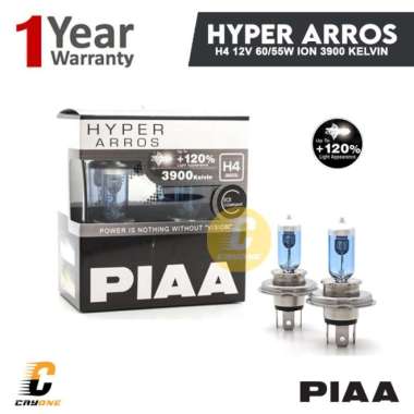 PIAA Hyper Arros Halogen Headlight HE-900 H4 12V 60/55W 120% 3900K